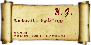 Markovitz György névjegykártya